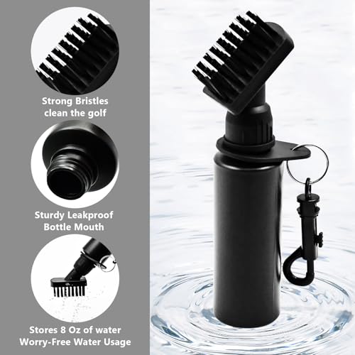 Pro Golf Club Brush Cleaner, Golf Water Brush with Retainer Clip and Squeeze Water Bottle with Squeeze Water Bottle Holds 4 Ounces of Water, Golf Club Cleaning Kit, Best Golf Gifts for Men