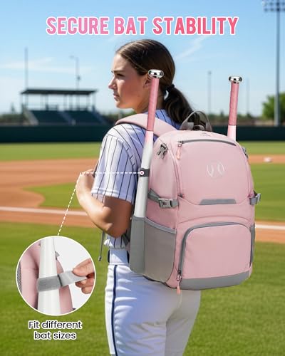MATEIN PRO Girls Softball Bag with Helmet Net, Lightweight Softball Backpack with Ventilated Shoe Compartment & Organizer Pocket, Youth Baseball Bag with Side Pockets for 40oz Tumbler & TBall Bats