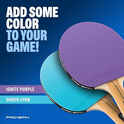 PRO-SPIN Portable Ping Pong Set with Retractable Ping Pong Net for Any Table, All-in-One Table Tennis Set with Ping Pong Paddles, Balls & Case, Table Top Family Game - color: 2-Player Set | Purple/Blue