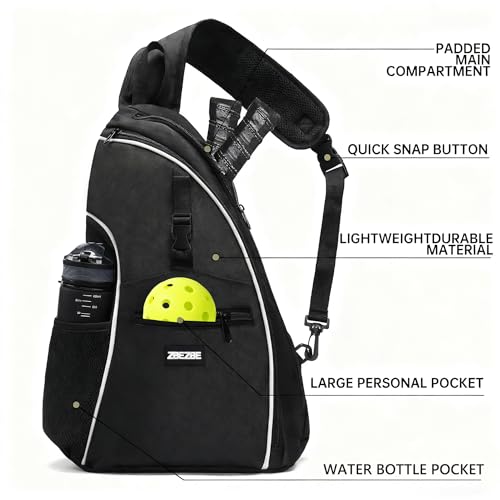 Pickleball Bag, Pickleball Backpack with Water Bottle Holder for Men and Women - color: Black