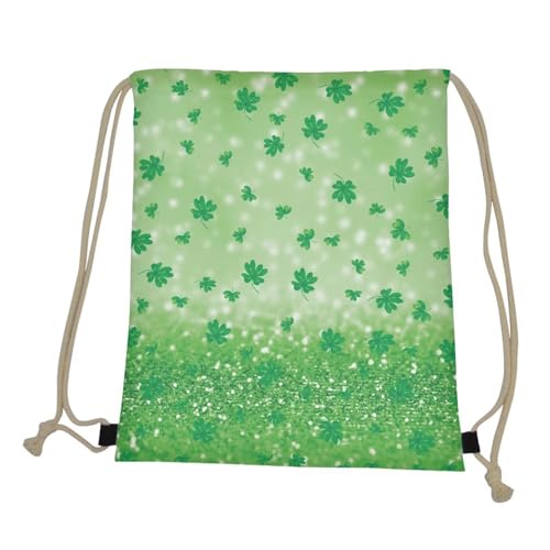 Mumeson St. Patrick's Day Leaves Gym Bag Drawstring Bag Small Shoulder Bag Women Crossbody Bag Backpack with Strap - color: St. Patrick's Day Leaves Pattern