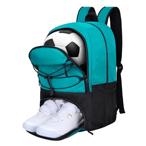 Goloni Soccer Backpack Bag with Separate Ball & Cleat Shoe Compartment,Sports Gym Backpack for Teen Girls Boys Men Women Kids - color: Lake Blue