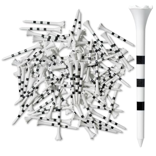 NorthPointe 3 ¼” Plastic Golf Tees – White with Black Stripes - 100 Golf Tees Plastic in Bulk