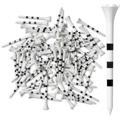 NorthPointe 3 ¼” Plastic Golf Tees – White with Black Stripes - 100 Golf Tees Plastic in Bulk
