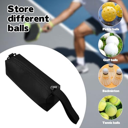 Rainmae 2 Pcs Pickleball Ball Holder Bag, Tennis Ball Pouch Portable Pickle Ball Storage Bag with Hook, Pickleball Paddle Bag for Pickleball Accessories Sport Gear Holds 3 Pcs Regular Pickleball Ball