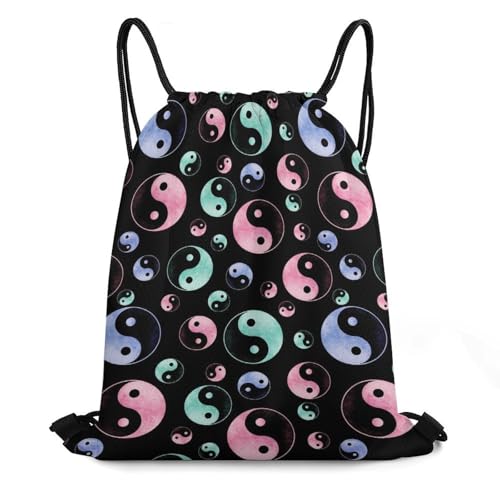 Beam Backpack Drawstring Sack Large Capacity for Soccer Basketball Sports Workout Equipment Travel, Yin Yang Galaxy Art Bags - color: Picture (360)