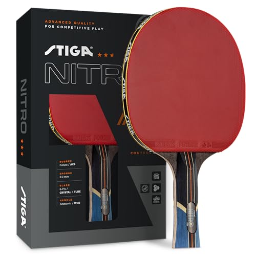 STIGA Ping Pong Paddles - 2mm Tournament-Approved Sponge - Flared Handle for Enhanced Control - Competitive Table Tennis Racket for Family Fun - Multiple Styles & Performance Levels Available - style: Nitro