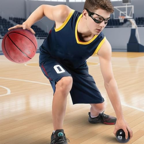 Basketball Dribbling Goggles Training Glasses with Case Adjustable Strap Eye Shield for Ball Handling Skills Practice Flexible Sports Equipment for Kids Teens Adults