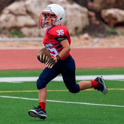 Youth Football Gloves Kids with Ultra Sticky Palm Flag Receiver Gloves - color: Fire Red, size: Youth XS-S
