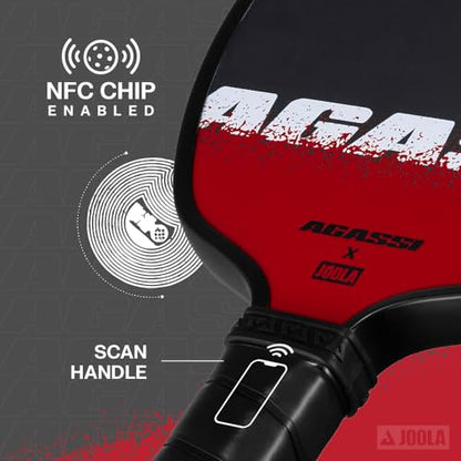 JOOLA Agassi Edge 16mm Pickleball Paddle - Carbon Fiber Pickleball Racket Surface Increases Spin & Control - Agassi Shape with Extended Sweet Spot - UPA-A Certified - USAP Approved - NFC Chip Enabled - color: Single | 16mm Carbon | Agassi Edge