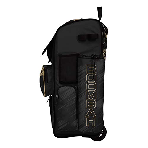 Boombah Rolling Superpack Scratch Baseball/Softball Gear Bag - 23-1/2" x 13-1/2" x 9-1/2" - Multiple Colors - Telescopic Handle and Holds 4 Bats - Wheeled Version - color: Black/Vegas Gold