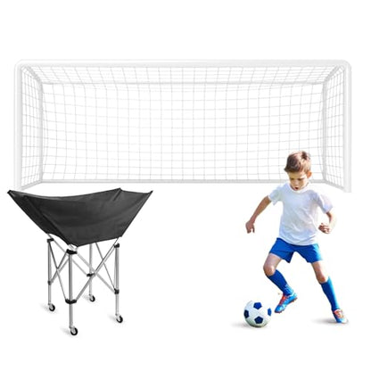 Collapsible Hammock Ball Cart with Wheels, Heavy-Duty Volleyball Cart for Gym Garage Sports Equipment Organizer, Rolling Caddy with Carry Bag for Easy Storage Transport, Holds 30+ Balls