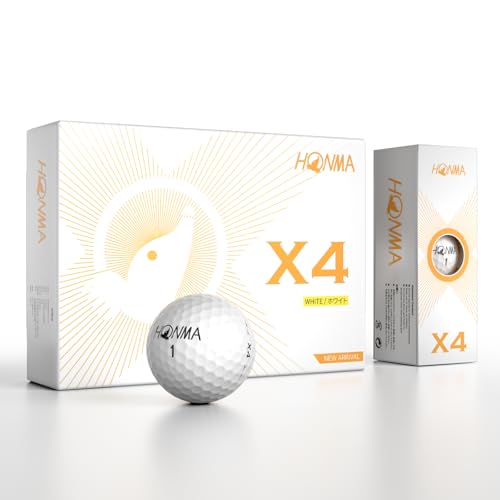 Honma 2024X4 Golf Balls, 4-Layer Tour-Grade Golfballs,Precision Spin Control,Increased Distance with Soft Feel,Perfect for Men Women Beginner Amateur Golfer,1 Dozen