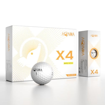 Honma 2024X4 Golf Balls, 4-Layer Tour-Grade Golfballs,Precision Spin Control,Increased Distance with Soft Feel,Perfect for Men Women Beginner Amateur Golfer,1 Dozen