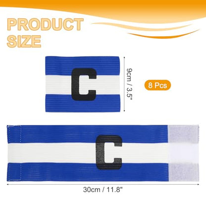 MECCANIXITY Soccer Captain Armband, Captain Arm Bands for Soccer Elastic Captain C Arm Band Sports Captain Armbands for Football Team Training Youth & Adult - color: Blue/White