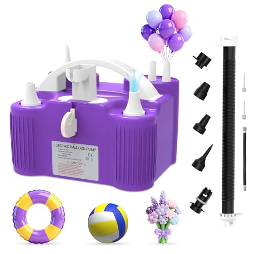 4-in-1 Balloon Pump Electric Balloon Pump Inflador De Globos Electrica Sports Balls Pump for All Balloons Latex Foil 260q Mylar Balloon, Air Cushion Pool Float Yoga Ball Inflator Balloon Machine - color: Purple