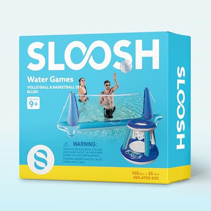 JOYIN Inflatable Volleyball Net & Basketball Hoops Pool Float Set; Balls Included for Kids/Adults, Summing Pool Game, Floating, Summer Floaties, Volleyball Court |Basketball,L-Dark Blue - color: Dark Blue, size: Large