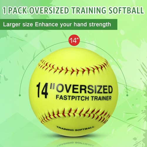 MiniInflat Oversized Softballs 14" Softball Training Equipment for Pitchers Softball Pitching and Throwing Spin Trainer Raised Stitched Seams Oversized Balls for Softball Pitching Practice