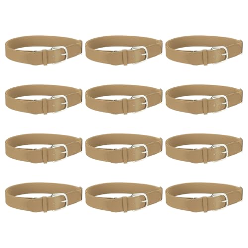 Baseball Belt PU Leather Softball Belt, Adjustable Elastic Baseball Uniform Belt Fit for Football Exercises - color: Khaki, size: Youth Size