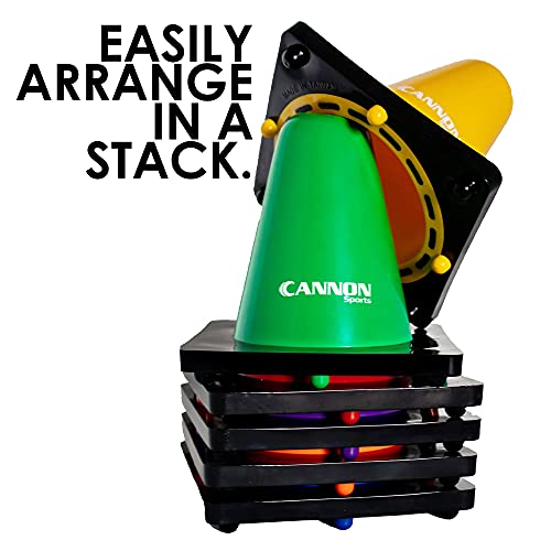 Cannon Sports 6 Pack Agility Cones - 6 inch Colorful Cones with Rubber Weighted Base - Perfect for Soccer, Hockey, Basketball Practice Drills