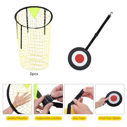 Soccer Target Net and Disc Set with Drawstring Backpack– 20” Goal Target Net (2 PCS) + 7" ABS Target Disc – Adjustable Straps, Clear Visibility for Shooting Accuracy for Solo Drills, Team Training