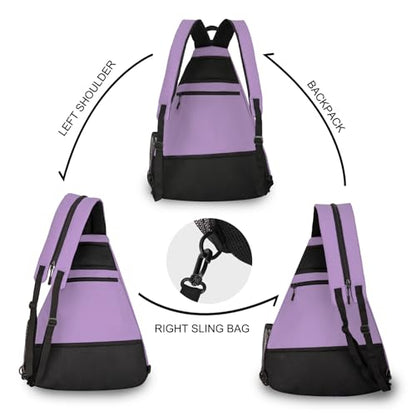 Goloni Pickleball Bag for Women Men, Convertible Pickleball Backpack Sling Bag with Fence Hook, Waterproof Polyester Paddle Bag with Multiple Compartments - color: Purple