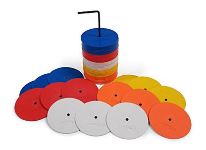 Rugged Soccer Mini Flat Spot Markers (Orange, White, Yellow, Red, Blue) - 50 Pack