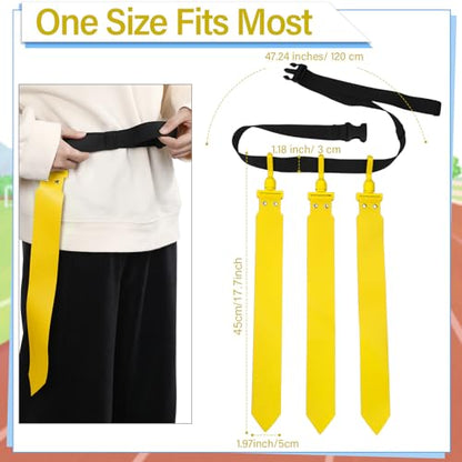 Hungdao 10/12 Players Flag Football Belts and Flags Adjustable Football Belts for Kids Teens Adults Team Training Sport Event - color: Yellow