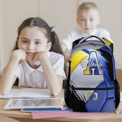 Mercuryelf Volleyball Backpack for Girls - Custom Name Kids School Bookbag for Teen Athlete and Volleyball Team - color: Blue