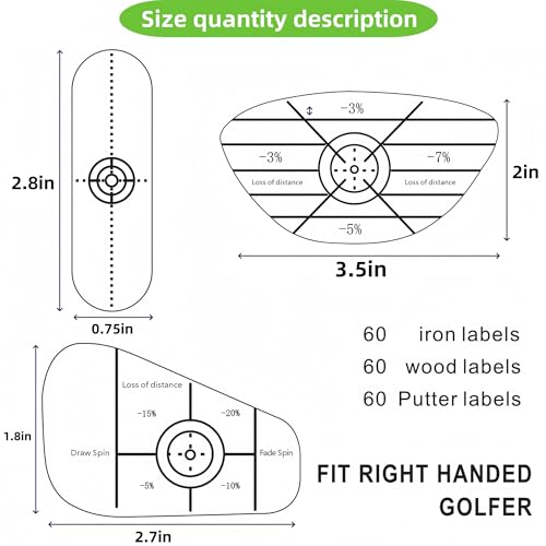 Lihengkong Golf Impact Tape Labels 180 PCS Golf Impact Stickers for Swing Training Improve Golf Swing Accuracy Distance Sticky Golf Pro Club Sweet Spot Consistency Analysis
