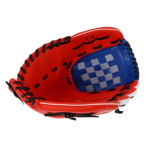 Yardwe PU Leather Baseball Glove Infielder Pitcher Training Protective Mitt Red Flexible Thickened Cushioning for Youth and Adult Players