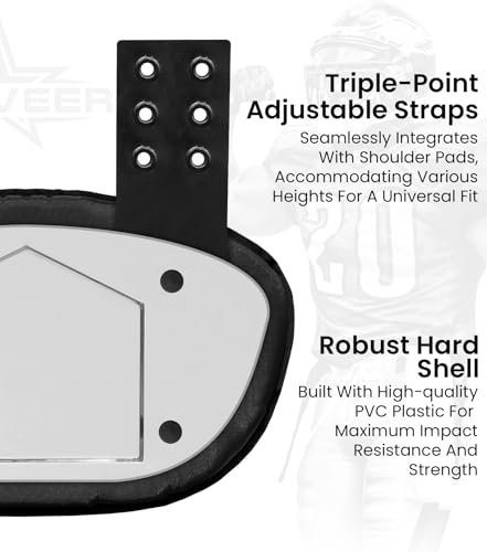 Football Backplate for Shoulder Pads with High Impact Padding, Adult & Youth Lower Backplate Football - color: Chrome Silver, size: Youth