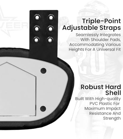 Football Backplate for Shoulder Pads with High Impact Padding, Adult & Youth Lower Backplate Football - color: Chrome Silver, size: Youth