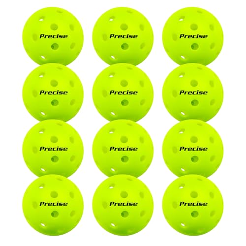 PRECISE Pickleball Balls – Outdoor A 40 Model with 40 Holes – USAPA Approved – Durable Flight Design - color: Green, size: 12 Balls