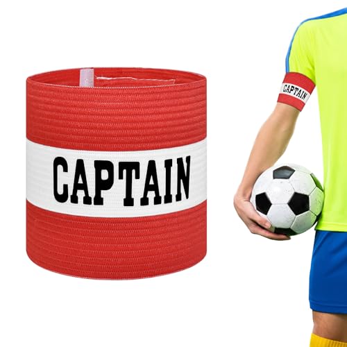 Captain Armbands for Soccer, Unisex Captain's Armband Adjustable Football Arm Bands Adults & Youths Elastic Captain Arm Band Team Sports Accessories - color: Red