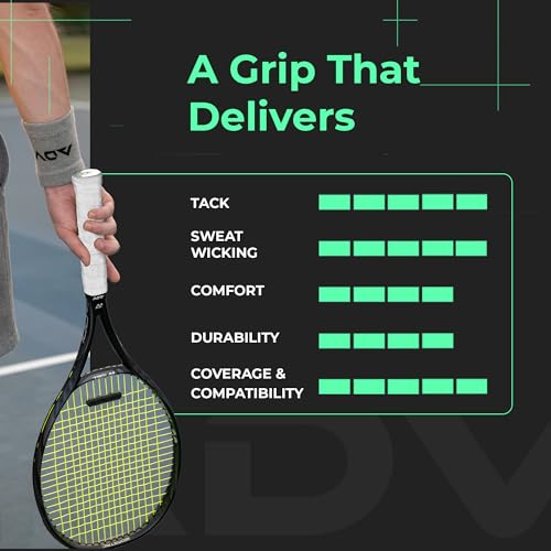 ADV MaxTac Tacky Tennis Overgrip - 30 Pack Extremely Sticky Non-Slip Tennis Grips Overgrip - Razor-Thin & Easy to Use Pro Tennis Racquet Grip Tape (30-Pack White) - color: 30-Pack White