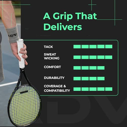 ADV MaxTac Tacky Tennis Overgrip - 30 Pack Extremely Sticky Non-Slip Tennis Grips Overgrip - Razor-Thin & Easy to Use Pro Tennis Racquet Grip Tape (30-Pack White) - color: 30-Pack White