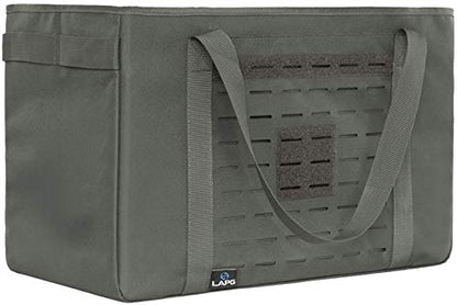 LA Police Gear MOLLE Tactical Collapsible Tote Bag, Large Reusable Foldable Grocery Bag, Lightweight & Durable Multiuse Bag - color: Od Greeen