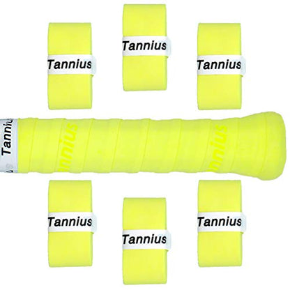 Tennis Racket Grip Tape, (6 or 9 Pack) Dry Feel Tennis Grips, Absorbent and Enhanced Tennis Racquet Overgrip - color: 6-Pack Yellow
