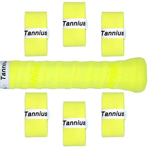 Tennis Racket Grip Tape, (6 or 9 Pack) Dry Feel Tennis Grips, Absorbent and Enhanced Tennis Racquet Overgrip - color: 6-Pack Yellow
