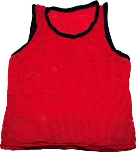 BlueDot Trading Adult & Youth Scrimmage Training Vests for Soccer, Basketball & More – Available in 1, 6, 12, 24 Packs - color: Red, style: Adult 1 Pack