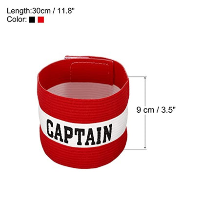 PATIKIL Captain's Armband, 2 Pack Elastic Arm Band for Soccer Team Adjustable Soccer Rugby Basketball Training, Black Red