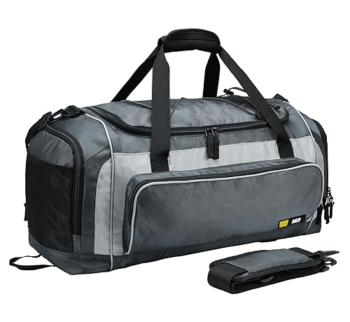 MIER Large Gym Bag for Men Sports Duffle Bag with Shoe Compartment 60L Lightweight Duffel Bags for Workout Fitness Travel - color: Grey