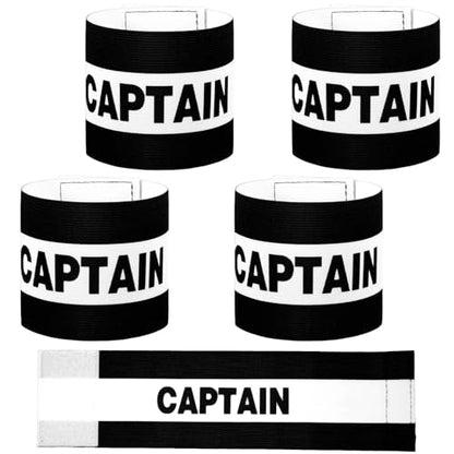 Mabor 4Pcs Captain Arm Bands for Soccer, Black Adjustable Soccer Captain Armband, Arm Bands Football for Adults Youth Rugby Basketball Volleyball Teams