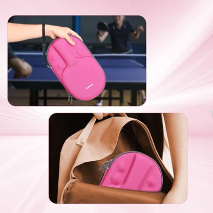 Carrying Case for Ping Pong Paddles/Table Tennis Paddles/Racquet Cyber Shape Hexagon,Fits for 2 Paddles and 4 balls - color: Large Pink