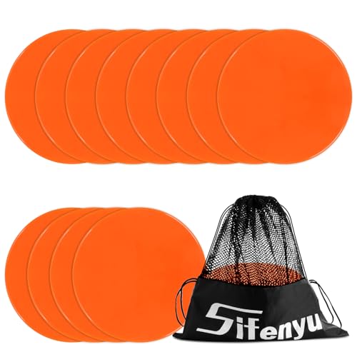 Spot Markers 4inch 9inch Rubber Agility Dots Flat Cones Non Slip Sports Dots Floor Spots Agility Markers for Kids Soccer Football Basketball Speed Agility Training - style: 12pcs Orange 9inch