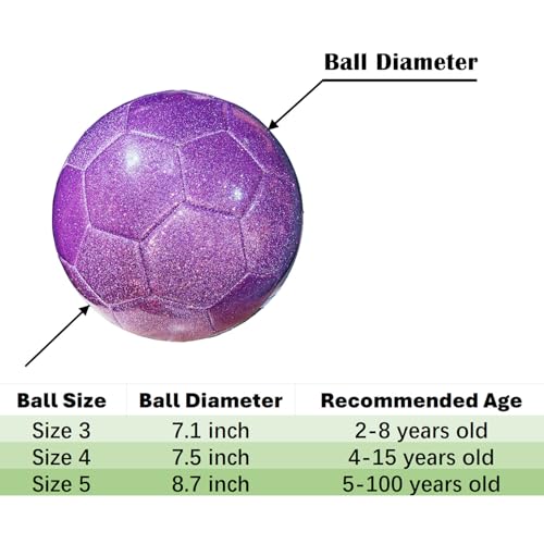 Soccer Ball Shiny Gift Size 3 4 5 Practice Training Come with Pump and Needle - color: Purple, style: Size 4