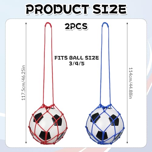 2 Pcs Soccer Ball Return Trainer Net Football Kick Trainer Net Fits Ball Size 3, 4, 5 Football Kick Throw Self Practice Training Aid Adjustable Waist Belt Footballs Training Equipment for Boys