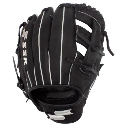SSK Z5 Training Gear Quick Hands Infield Baseball Training Gloves 8.5” – 9” – 9.5” – 10” – 10.5” Right & Left Hand Throw - color: Black-1050 Single Post, size: 10.5" - Right Hand Throw