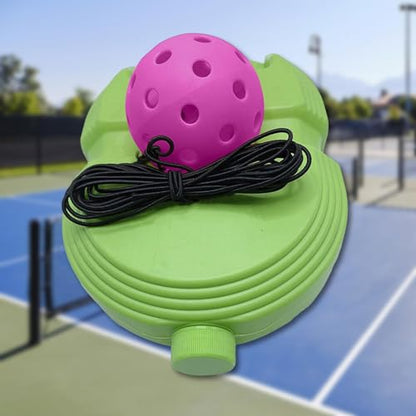 B Baosity Pickleball Trainer Pickleball Rebounder Pickleball Solo Equipment Portable Adult Kids Outdoor Sports Pickleball Training Base, Pink Ball Green